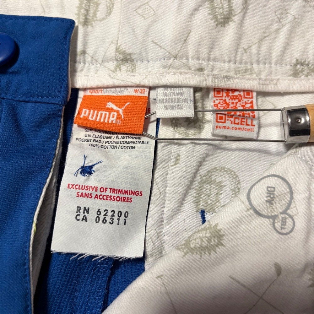Puma CELL Golf Shorts Mens 32 Blue Performance Stretch Flat Front Pockets - Picture 7 of 9